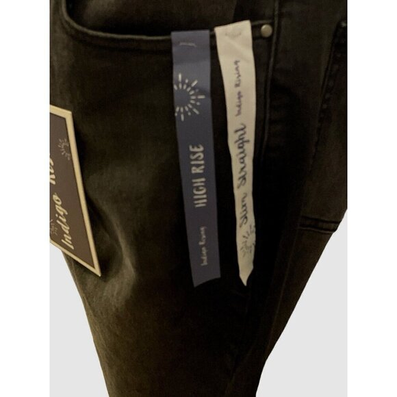 Indigo Rising Womens High Rise Slim Straight Denim Jeans Jr Size 13/31  Black - Picture 12 of 16
